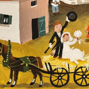 Marie-Louise BATARDY « Le mariage à la campagne » peinture acrylique sur panneau