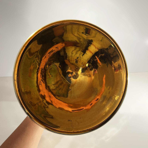 Blown mercury and gilded “sulfide” glass bowl, acid-etched floral decoration, late 19th century