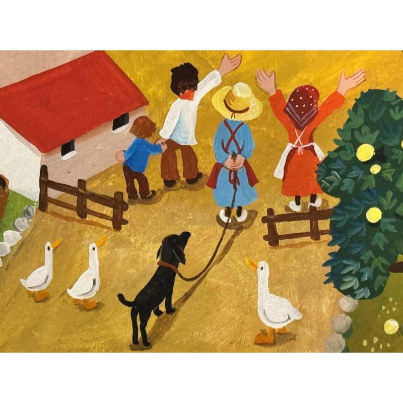 Marie-Louise BATARDY “Het huwelijk op het platteland“ acrylverf op paneel