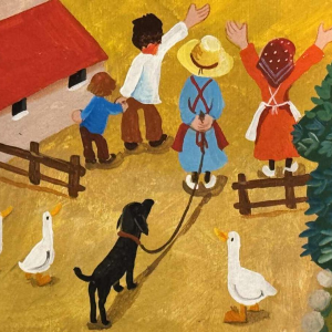 Marie-Louise BATARDY “Het huwelijk op het platteland“ acrylverf op paneel