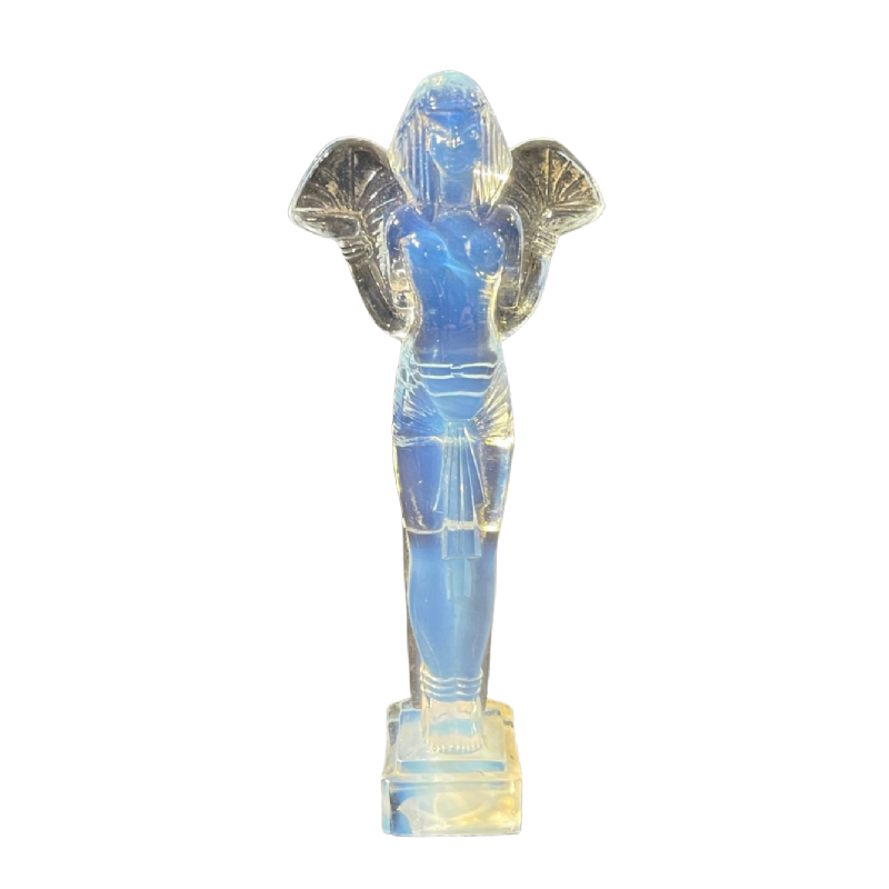 SABINO FRANCE, Sculpture " Cle´opâtre " Art De´co Verre Opalescent Presse´ Moulé