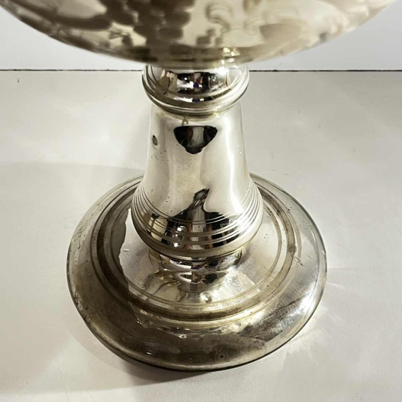 Coupe en verre mercurisé & doré dit “sulfure“ soufflé, décor floral gravé à l'acide, fin XIXe
