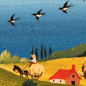 Marie-Louise BATARDY “Het huwelijk op het platteland“ acrylverf op paneel