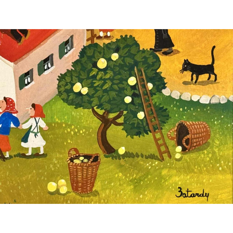 Marie-Louise BATARDY “The wedding in the countryside“ acrylic painting on panel