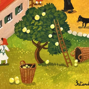 Marie-Louise BATARDY “The wedding in the countryside“ acrylic painting on panel