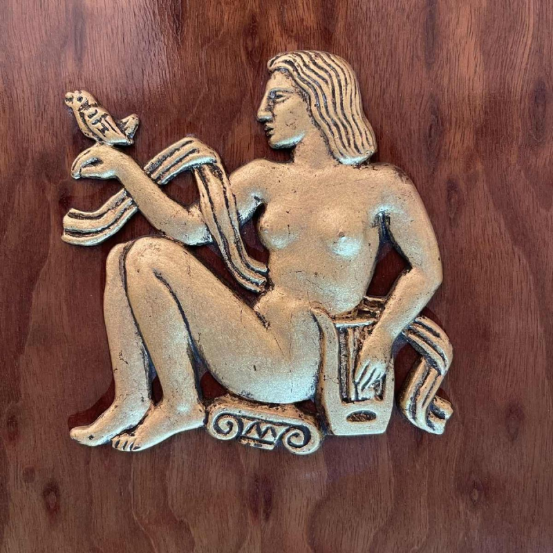 Art Deco dresser or bar, various veneers, bronze and ironwork, ca 1930-1940