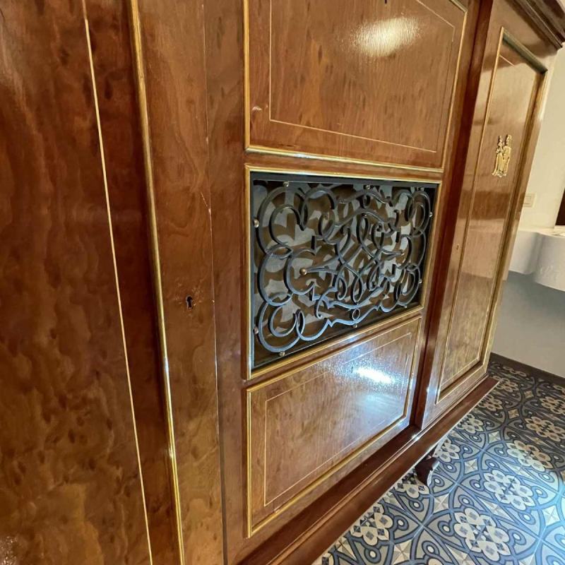 Art Deco dresser or bar, various veneers, bronze and ironwork, ca 1930-1940