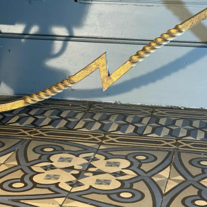 Art Deco dresser or bar, various veneers, bronze and ironwork, ca 1930-1940