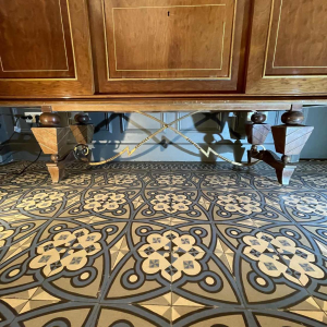 Art Deco dresser or bar, various veneers, bronze and ironwork, ca 1930-1940