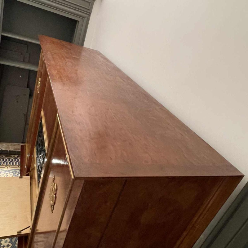 Art Deco dresser or bar, various veneers, bronze and ironwork, ca 1930-1940