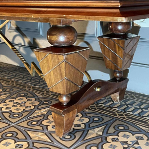 Art Deco dressoir of bar, diverse fineren, brons en ijzerwerk, ca 1930-1940