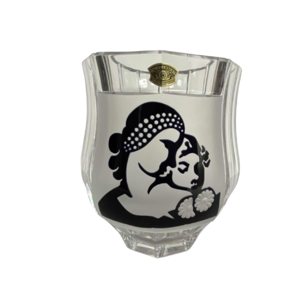 Charles Graffart (Val Saint Lambert), Art Deco vase ‘Two women's faces’ faceted colourless crystal, numbered 146/700, 1952