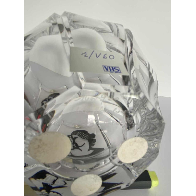 Charles Graffart (Val Saint Lambert), Art Deco vase ‘Two women's faces’ faceted colourless crystal, numbered 146/700, 1952