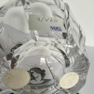 Charles Graffart (Val Saint Lambert), vase Art Déco "aux deux visages" cristal incolore facetté, numéroté 146/700, 1952