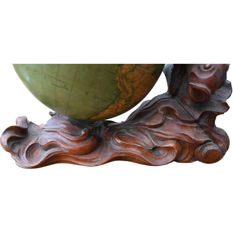 Italian terrestrial globe " Gb Paravia & C " wood fiches sculpture, 1946