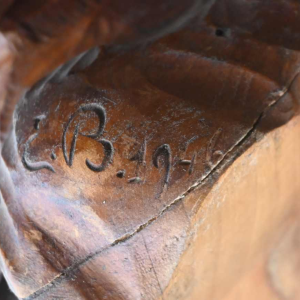 " G.b. Paravia & C " globe terrestre italien, statue sculpture en bois sculpté, 1946