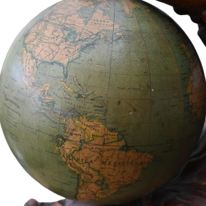 Italian terrestrial globe " Gb Paravia & C " wood fiches sculpture, 1946