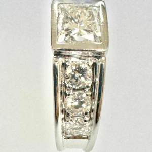 Princess ring, diamonds and white gold