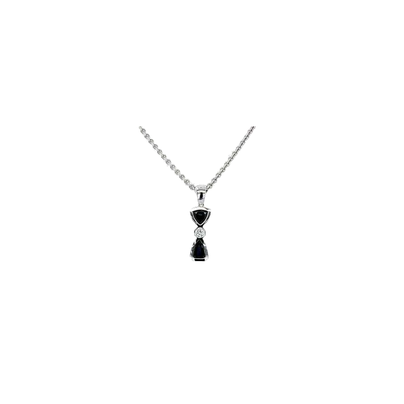 Pendentif en or blanc 18kt avec saphirs et diamant