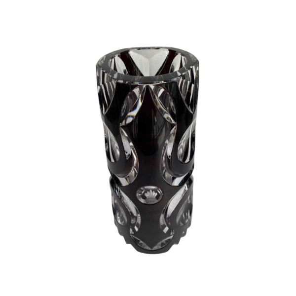 Val Saint Lambert, plum lined Art Deco crystal vase, numbered and signed, 1925