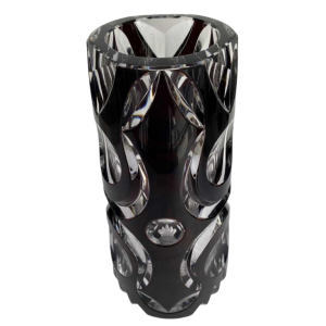 Val Saint Lambert, vase Art Déco en cristal doublé prune, numéroté et signé, 1925