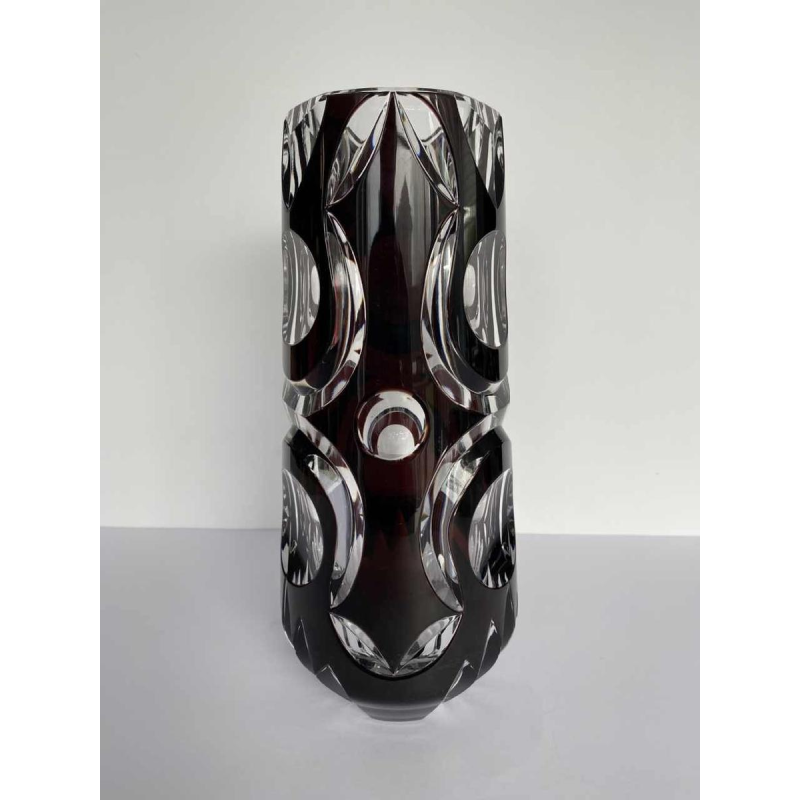 Val Saint Lambert, plum lined Art Deco crystal vase, numbered and signed, 1925