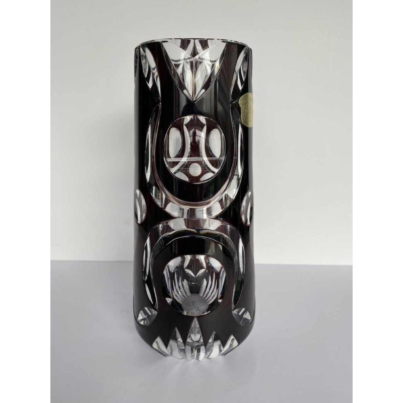 Val Saint Lambert, plum lined Art Deco crystal vase, numbered and signed, 1925