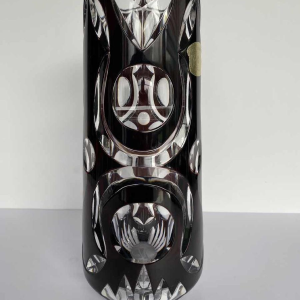 Val Saint Lambert, plum lined Art Deco crystal vase, numbered and signed, 1925