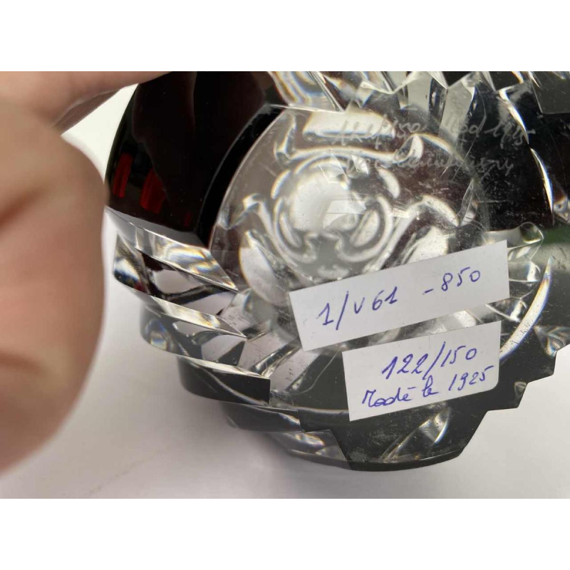 Val Saint Lambert, vase Art Déco en cristal doublé prune, numéroté et signé, 1925