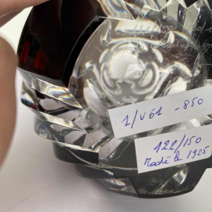 Val Saint Lambert, plum lined Art Deco crystal vase, numbered and signed, 1925