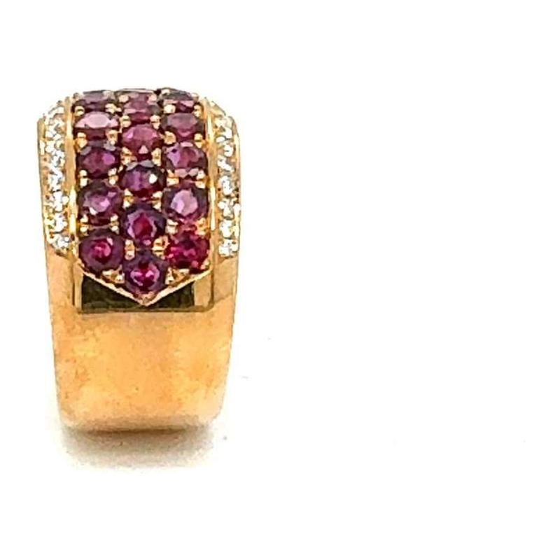 Bague en or rose 18ct sertie de diamants et rubis resplendissants