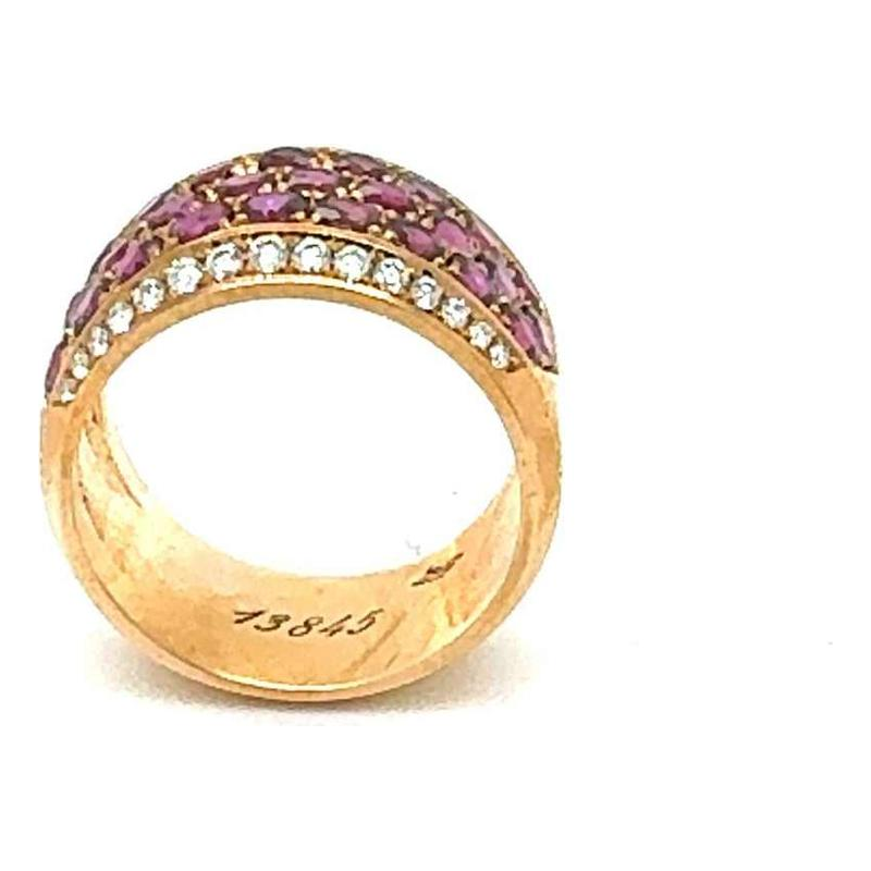 Bague en or rose 18ct sertie de diamants et rubis resplendissants