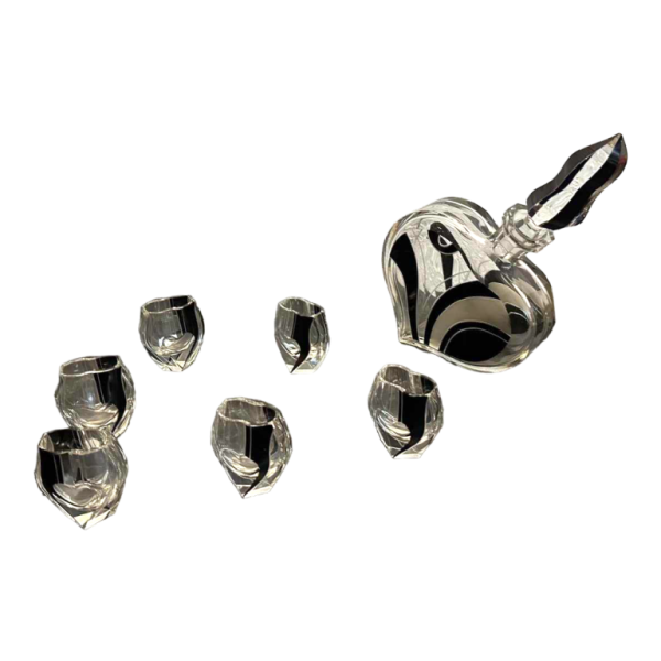 Rare heart-shaped carafe and 6 glasses set by Karel Palda