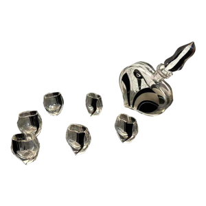 Rare ensemble carafe et 6 verres de Karel Palda en forme de cur
