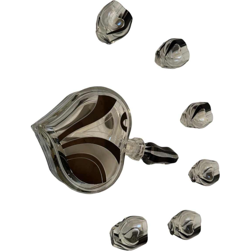 Rare ensemble carafe et 6 verres de Karel Palda en forme de cur