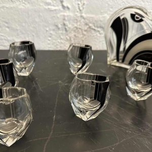 Rare ensemble carafe et 6 verres de Karel Palda en forme de cur