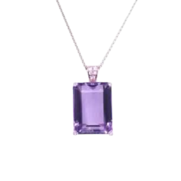 Pendentif en or rose 18k améthyste avec diamants