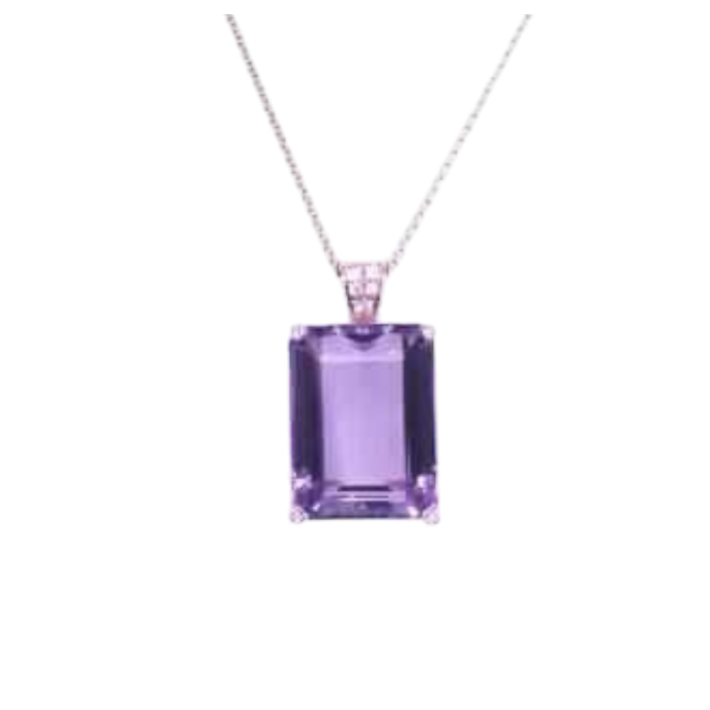 Pendentif en or rose 18k améthyste avec diamants