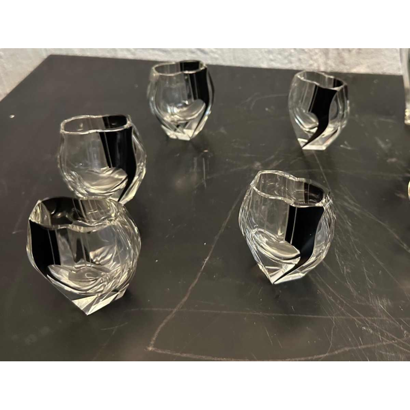 Rare heart-shaped carafe and 6 glasses set by Karel Palda