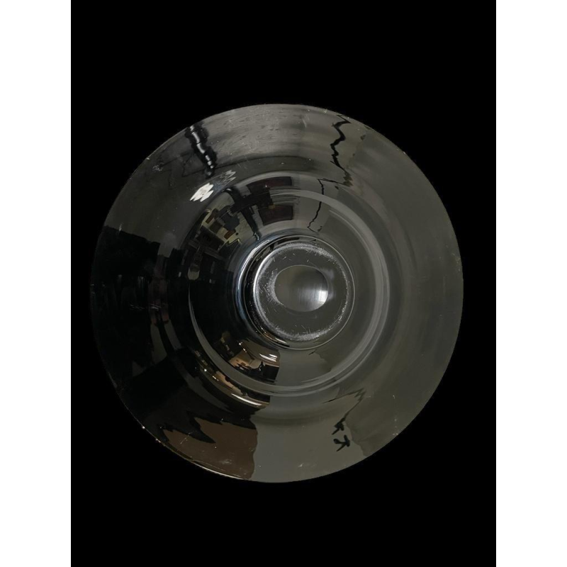 Art Deco zwart en grijs glazen schaal met geometrische decoratie, Belgisch werk ca 1930