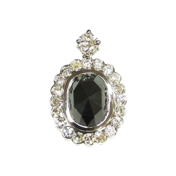 Pendant, 18Kt white gold, natural sapphires & diamonds