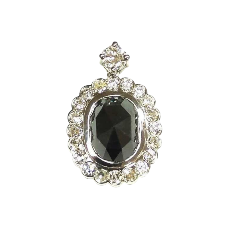 Pendant, 18Kt white gold, natural sapphires & diamonds