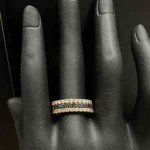 Three-coloured wedding ring 18Kt pink gold & diamonds