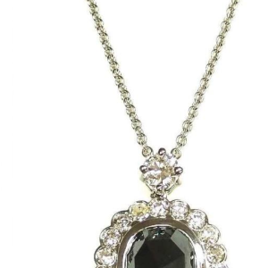 Pendentif en or blanc 18Kt, saphirs naturels & diamants