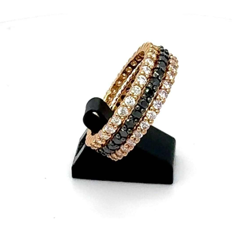 Three-coloured wedding ring 18Kt pink gold & diamonds