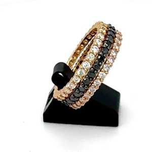 Three-coloured wedding ring 18Kt pink gold & diamonds