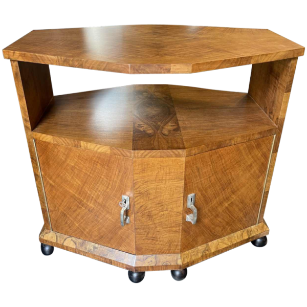 DE COENE FRERES, Modernist furniture / Bar / Table / Cabinet, Walnut burl, 1925