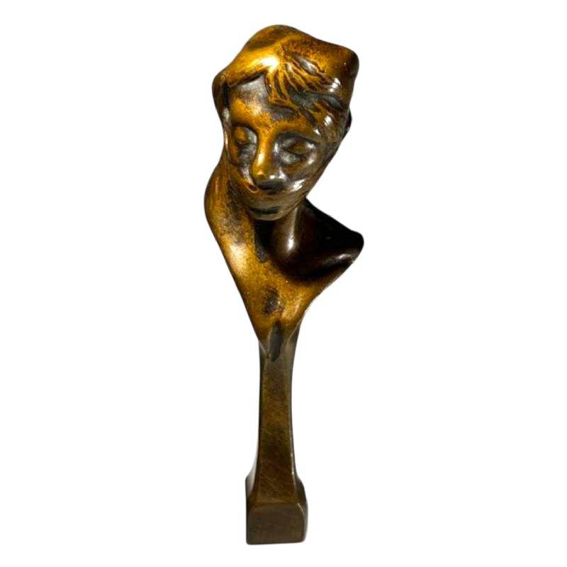 Oscar Évariste Berchmans, Art Nouveau bronzen zegel/stempel/sculptuur, ca 1900