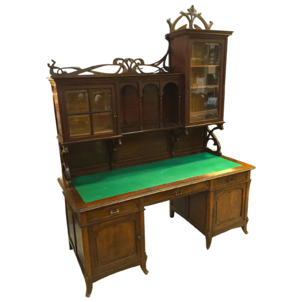 Secrétaire Bureau Bibliothèque Art Nouveau belge en acajou, circa 1900