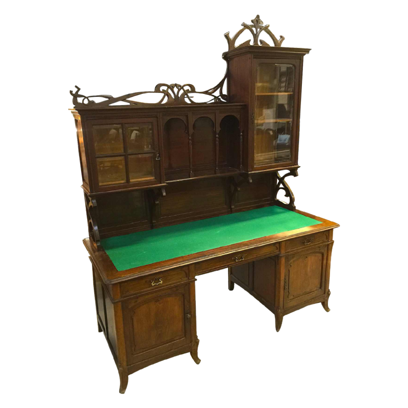 Secrétaire Bureau Bibliothèque Art Nouveau belge en acajou, circa 1900